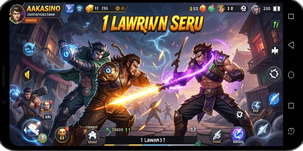 Tampilan antarmuka saat bertarung di AAKASINO 1 Lawan 1.