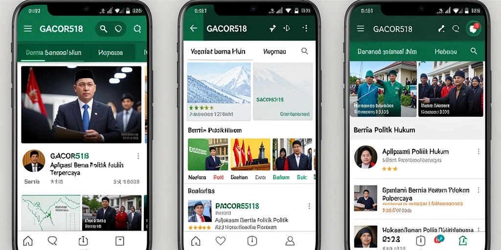 Tampilan antarmuka aplikasi GACOR518 untuk berita politik dan hukum.