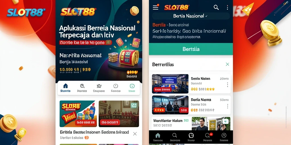 Antarmuka aplikasi SLOT88 menampilkan berita nasional terkini dan fitur interaktif.