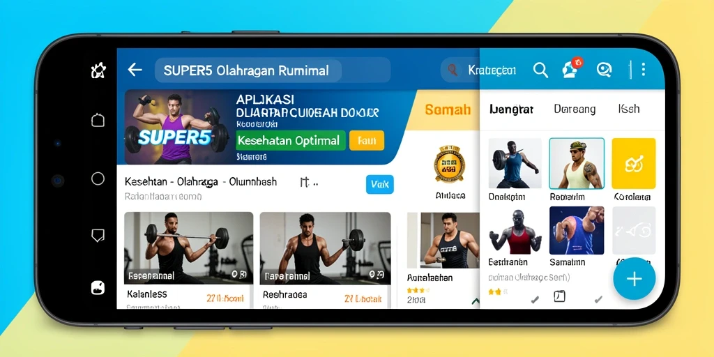 Antarmuka aplikasi SUPER5 yang lengkap dan intuitif untuk olahraga rumah.
