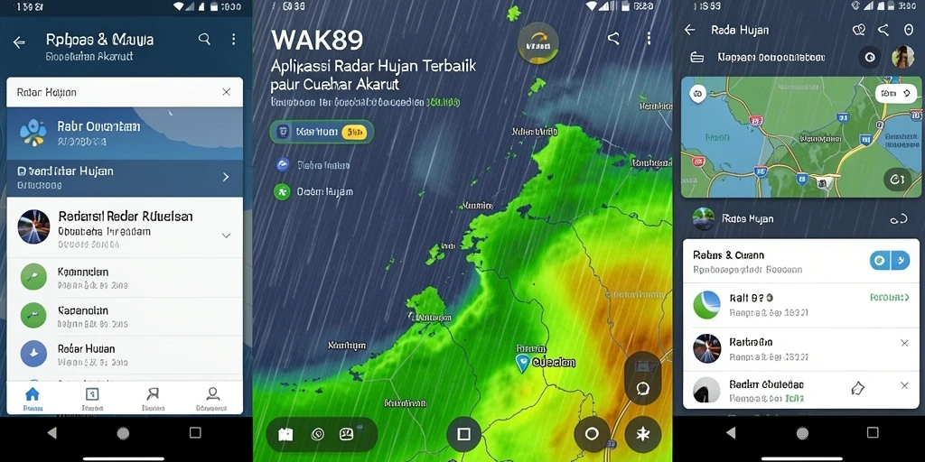 Tampilan antarmuka aplikasi WAK89 dengan fitur Radar Hujan yang interaktif.